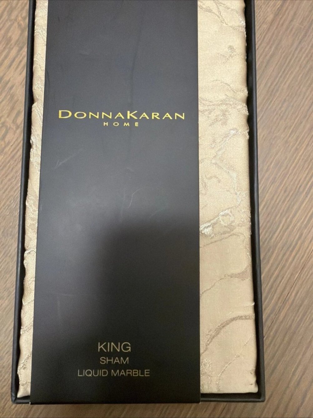 Brand New Donna Karan Home Gold Liquid Marble King Sham